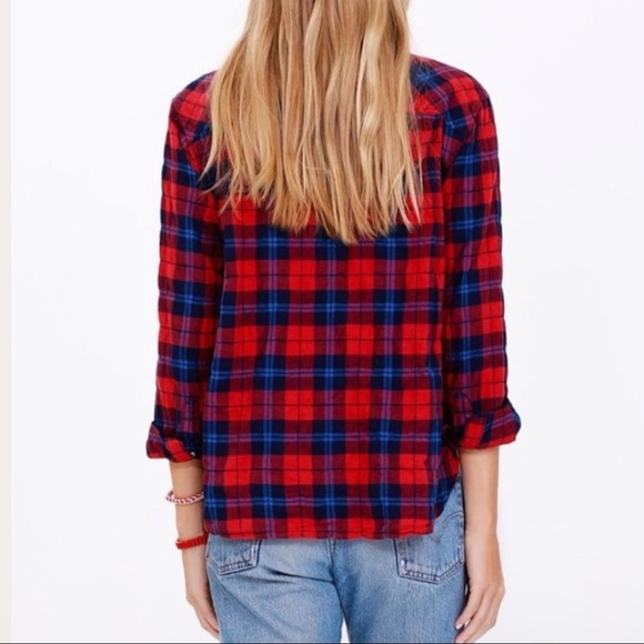 NWOT XiRENA Ashton bottom down plaid  shirt size S - Picture 2 of 9